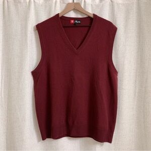 Shephe Men’s 100% Cashmere Deep Red Sweater Vest Large